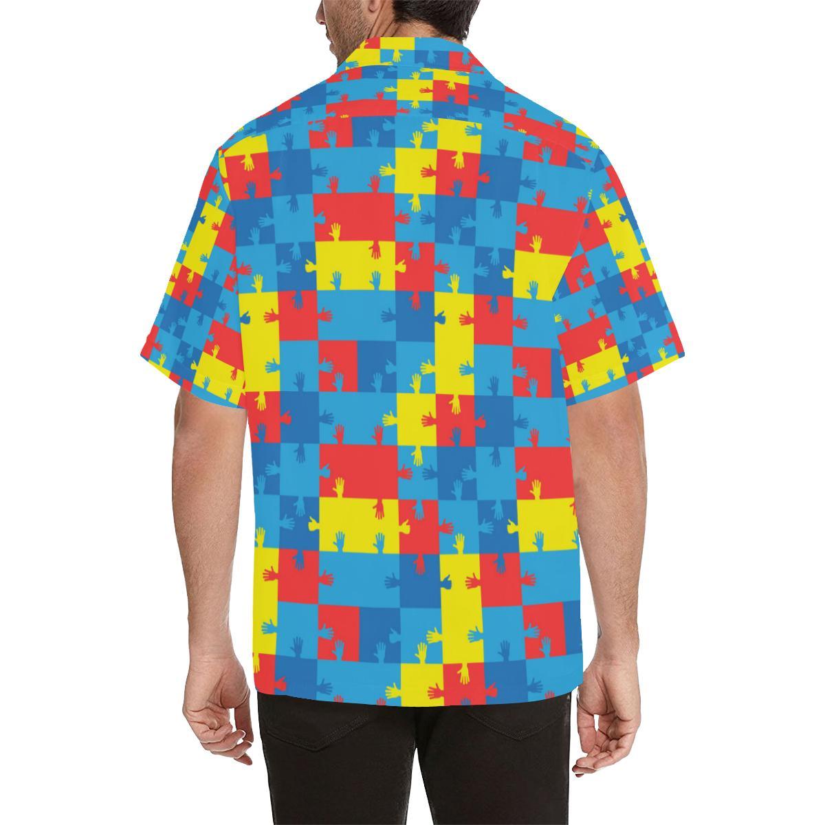 Autism Awareness Design Themed Print Men Aloha Hawaiian Shirt