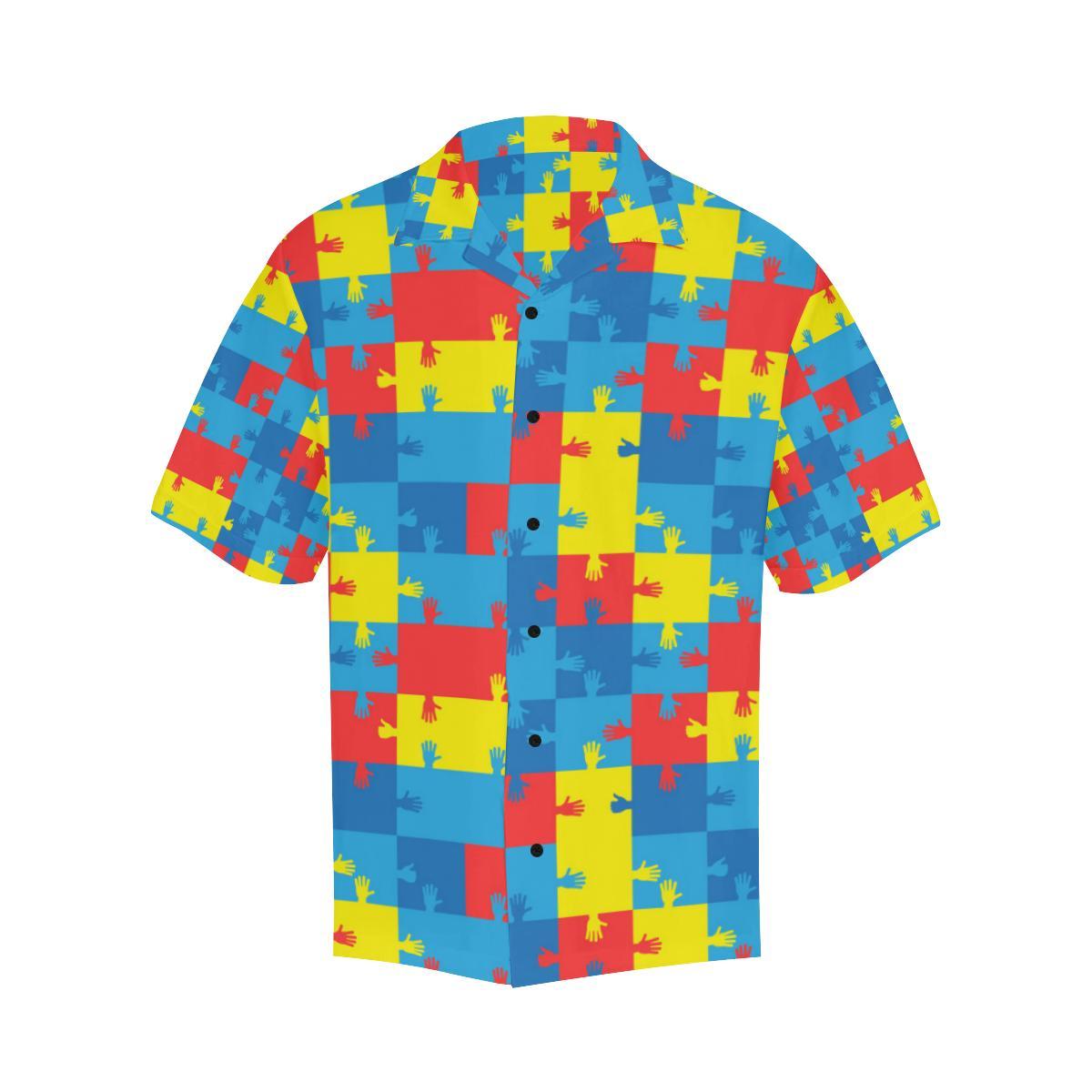 Autism Awareness Design Themed Print Men Aloha Hawaiian Shirt