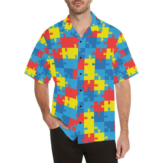 Autism Awareness Design Themed Print Men Aloha Hawaiian Shirt