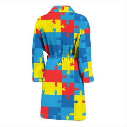 Autism Awareness Design Themed Print Men Bath Robe-JTAMIGO.COM