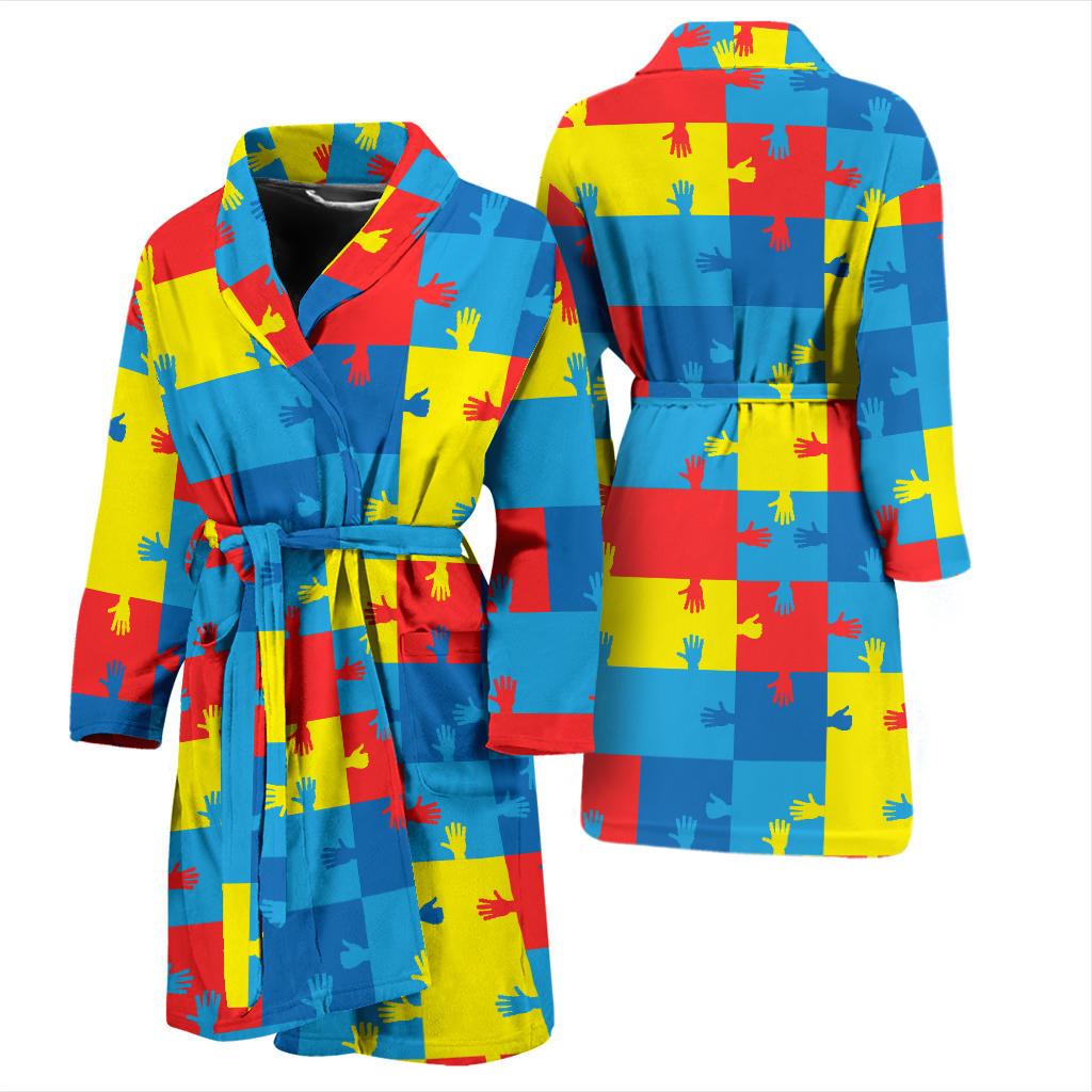 Autism Awareness Design Themed Print Men Bath Robe-JTAMIGO.COM