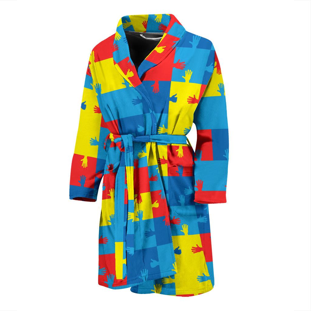 Autism Awareness Design Themed Print Men Bath Robe-JTAMIGO.COM