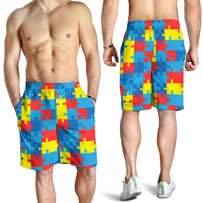 Autism Awareness Design Themed Print Mens Shorts-JTAMIGO.COM