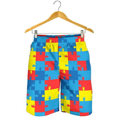 Autism Awareness Design Themed Print Mens Shorts-JTAMIGO.COM