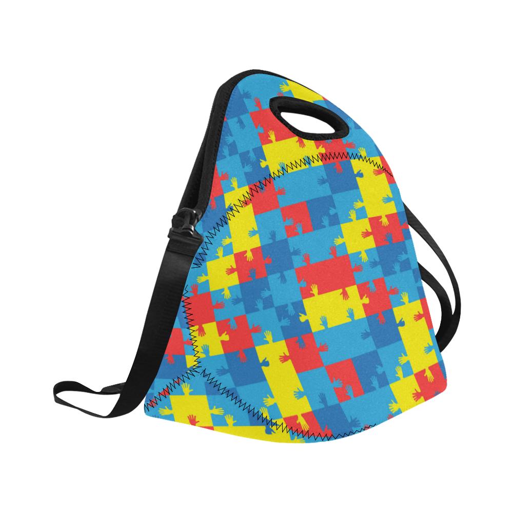 Autism Awareness Design Themed Print Neoprene Lunch Bag (Model 1669)(Large)-JTAMIGO.COM