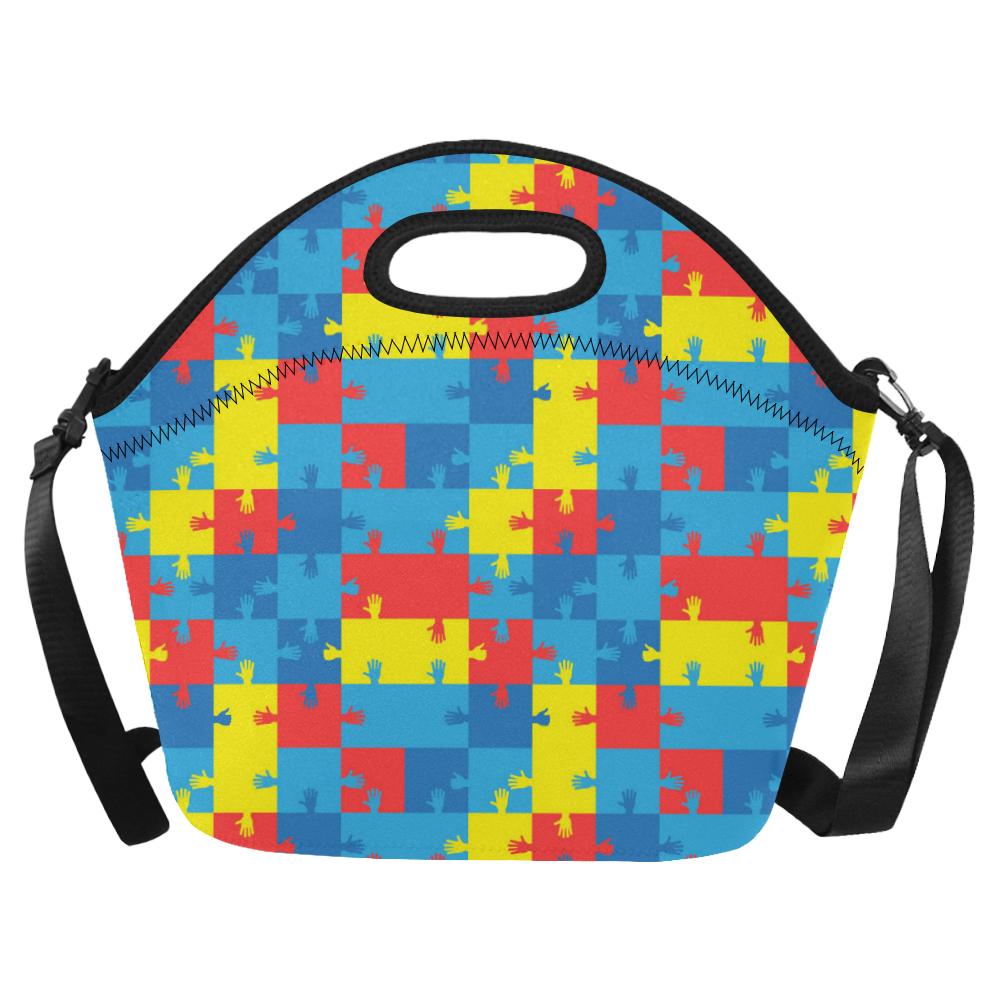 Autism Awareness Design Themed Print Neoprene Lunch Bag (Model 1669)(Large)-JTAMIGO.COM
