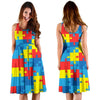 Autism Awareness Design Themed Print Sleeveless Dress