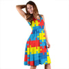 Autism Awareness Design Themed Print Sleeveless Dress