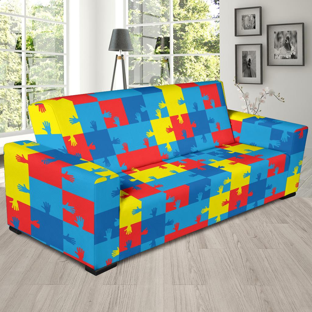 Autism Awareness Design Themed Print Sofa Slipcover-JTAMIGO.COM