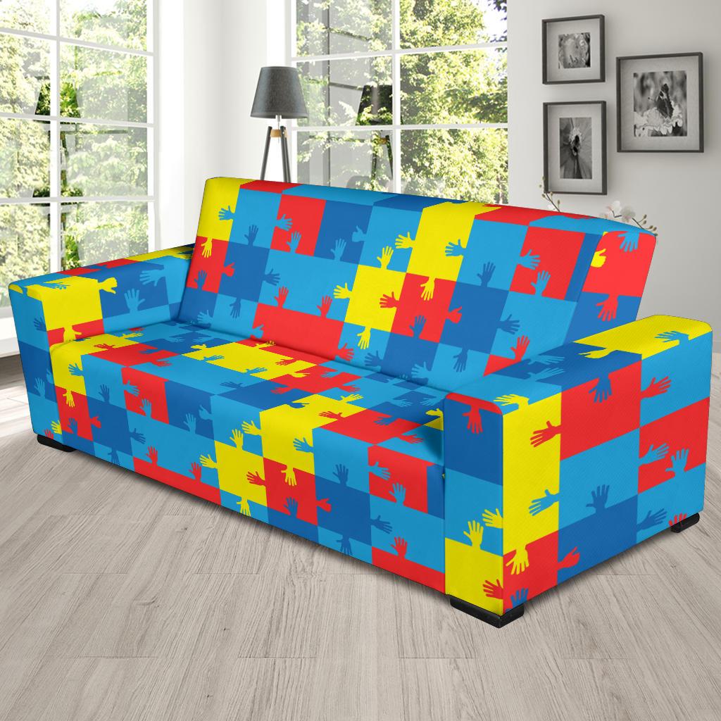 Autism Awareness Design Themed Print Sofa Slipcover-JTAMIGO.COM