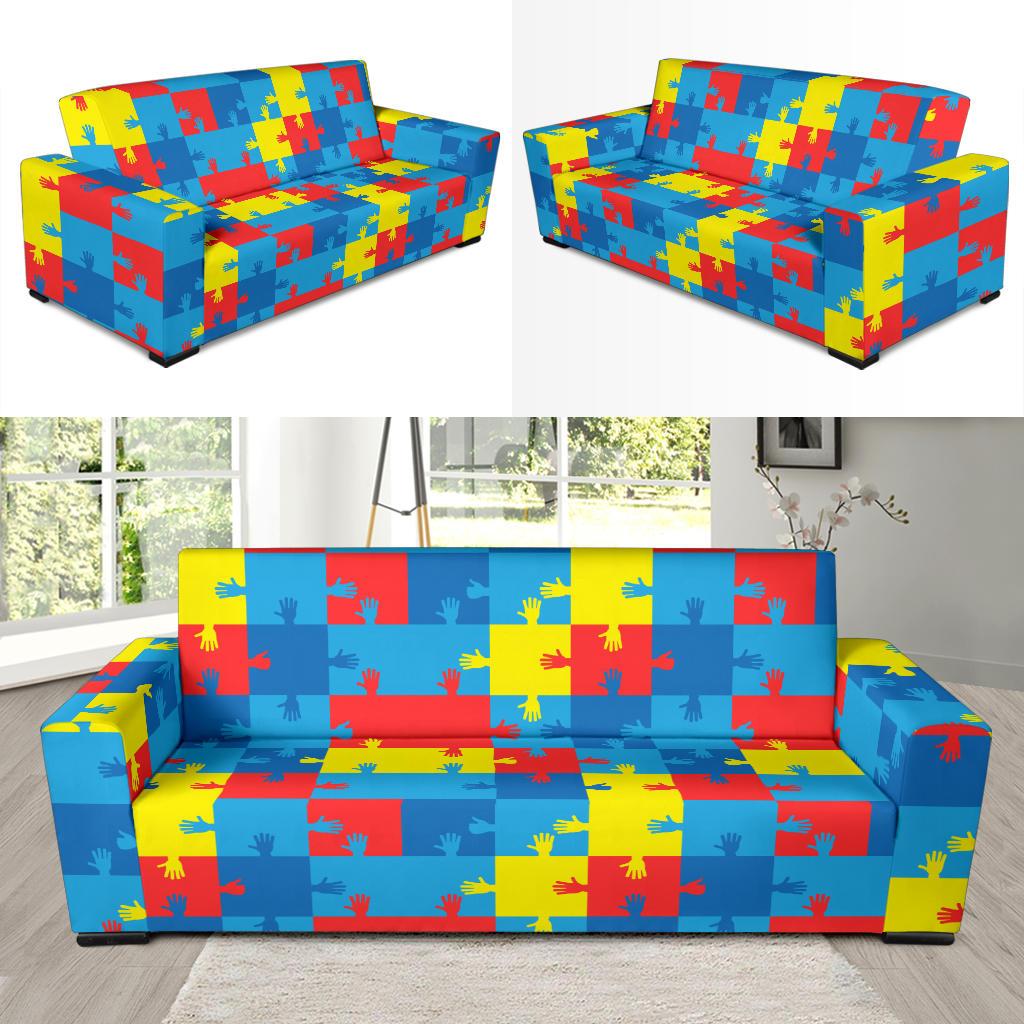 Autism Awareness Design Themed Print Sofa Slipcover-JTAMIGO.COM