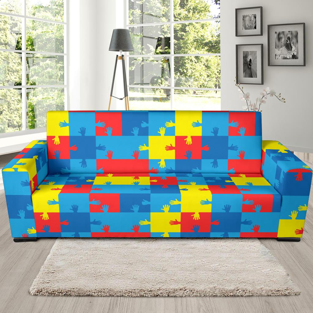 Autism Awareness Design Themed Print Sofa Slipcover-JTAMIGO.COM