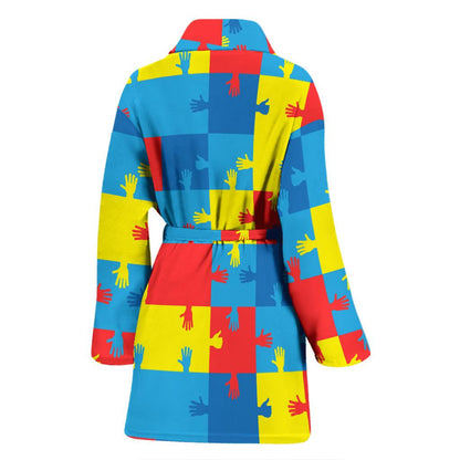 Autism Awareness Design Themed Print Women Bath Robe-JTAMIGO.COM