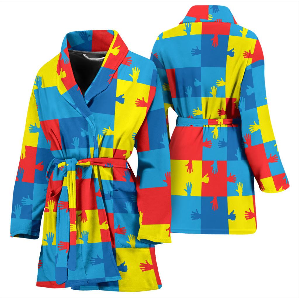 Autism Awareness Design Themed Print Women Bath Robe-JTAMIGO.COM