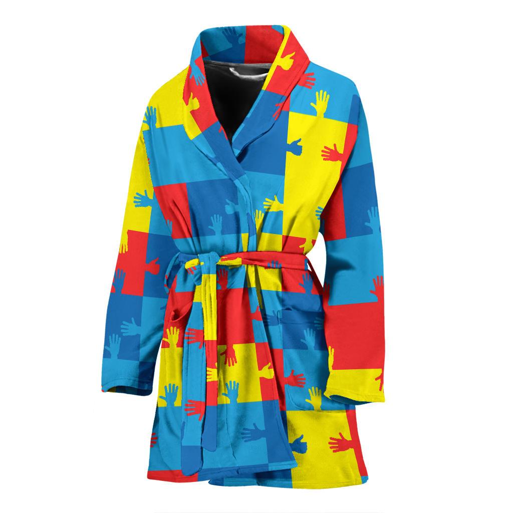 Autism Awareness Design Themed Print Women Bath Robe-JTAMIGO.COM