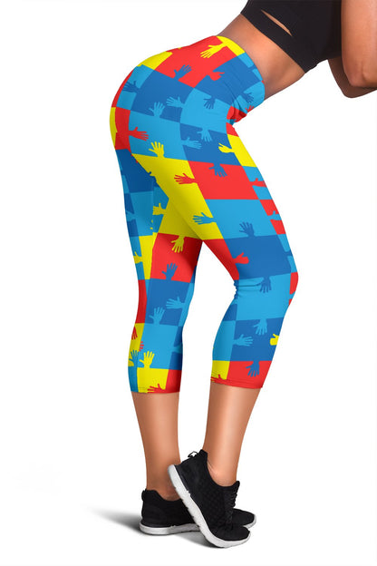 Autism Awareness Design Themed Print Women Capris