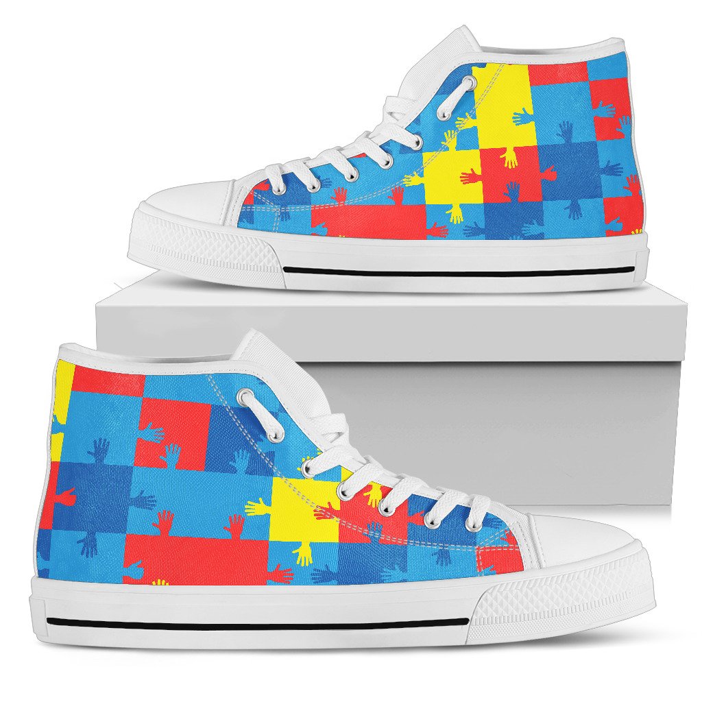 Autism Awareness Design Themed Print Women High Top Shoes