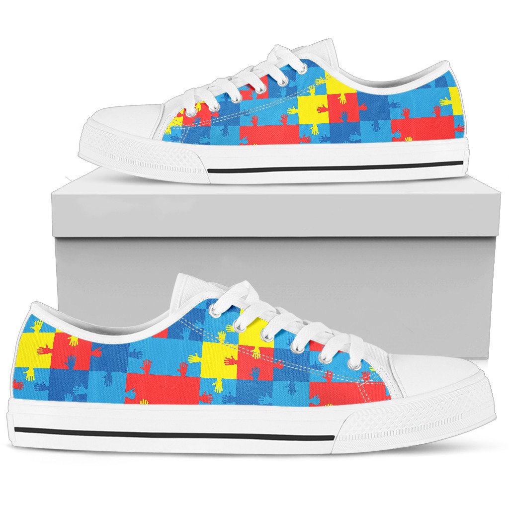Autism Awareness Design Themed Print Women Low Top Shoes