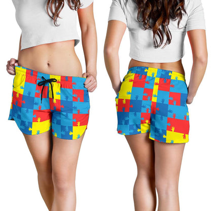 Autism Awareness Design Themed Print Women Shorts-JTAMIGO.COM