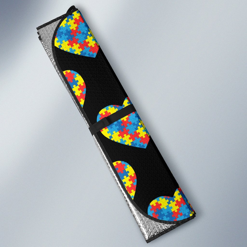 Autism Awareness Heart Design Print Car Sun Shade For Windshield