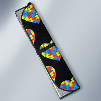 Autism Awareness Heart Design Print Car Sun Shade For Windshield