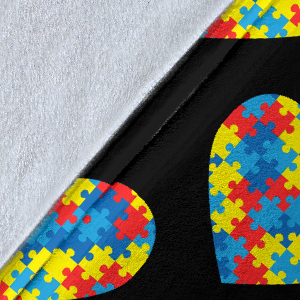 Autism Awareness Heart Design Print Fleece Blanket