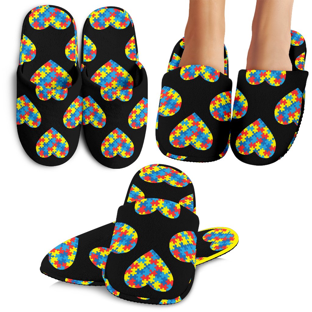 Autism Awareness Heart Design Print House Slippers