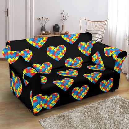 Autism Awareness Heart Design Print Loveseat Slipcover-JTAMIGO.COM