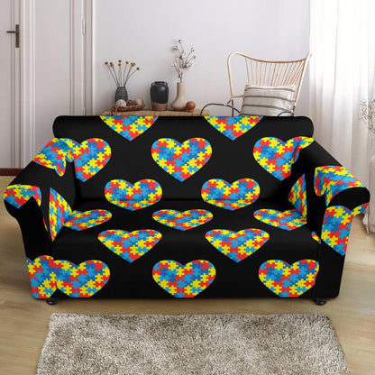 Autism Awareness Heart Design Print Loveseat Slipcover-JTAMIGO.COM