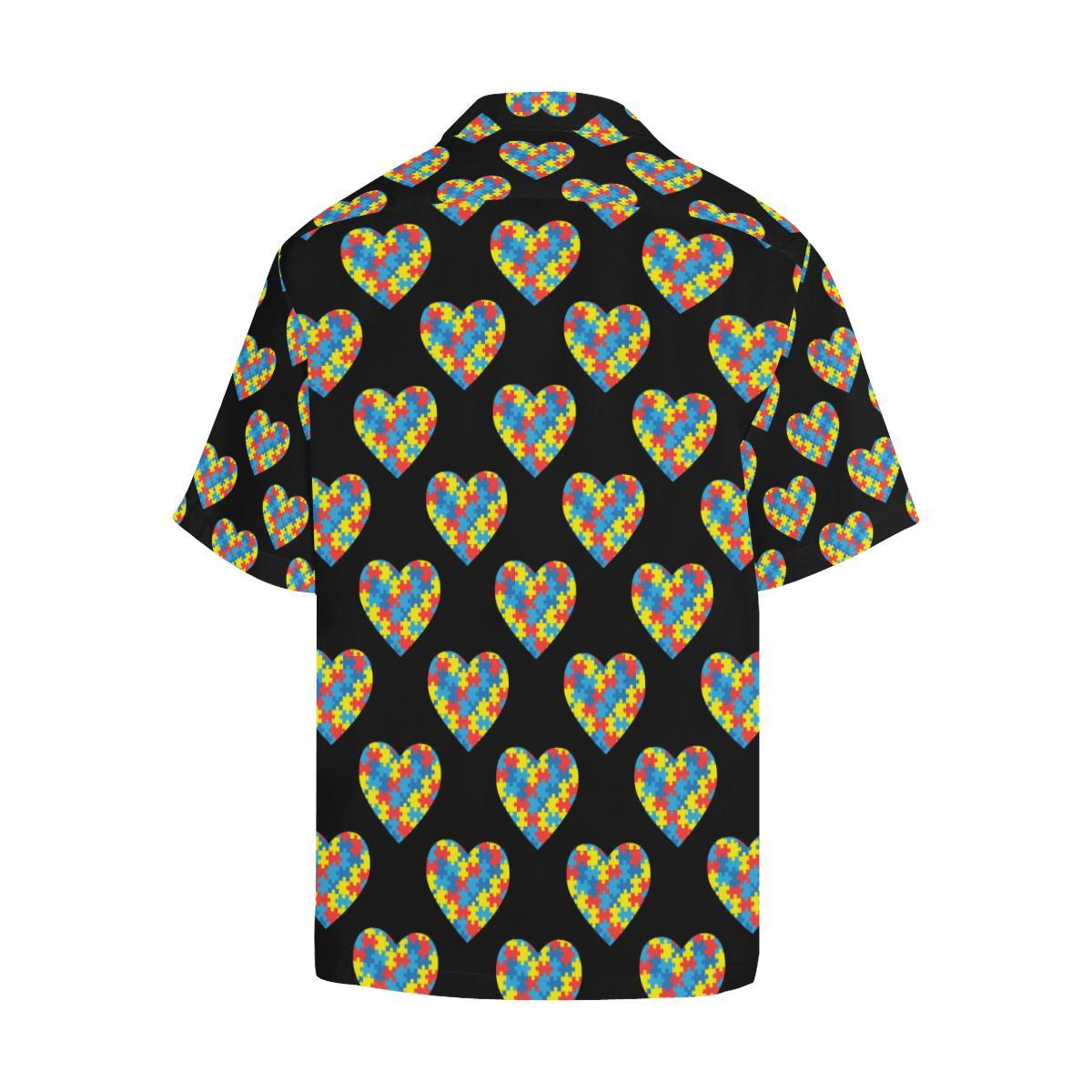 Autism Awareness Heart Design Print Men Aloha Hawaiian Shirt