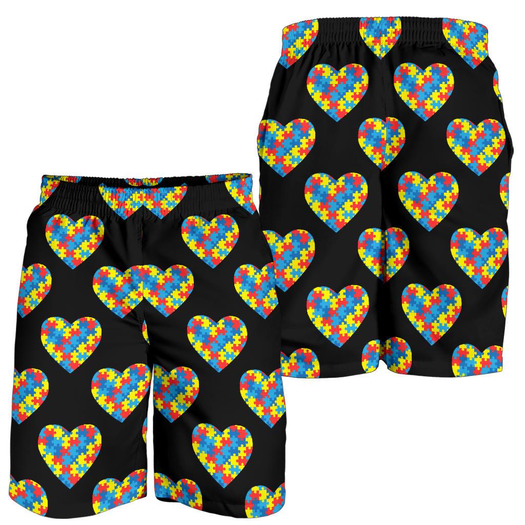 Autism Awareness Heart Design Print Mens Shorts-JTAMIGO.COM
