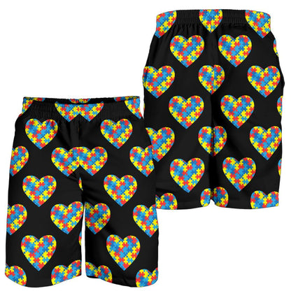 Autism Awareness Heart Design Print Mens Shorts-JTAMIGO.COM