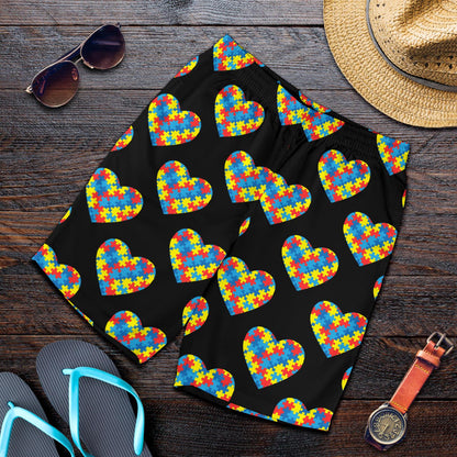Autism Awareness Heart Design Print Mens Shorts-JTAMIGO.COM