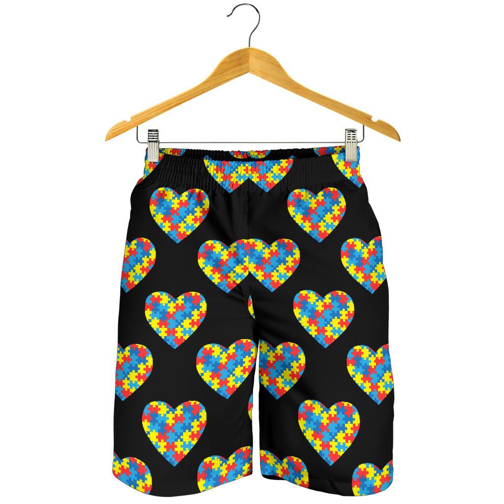 Autism Awareness Heart Design Print Mens Shorts-JTAMIGO.COM