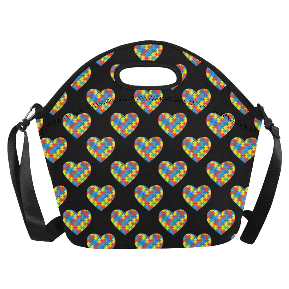 Autism Awareness Heart Design Print Neoprene Lunch Bag (Model 1669)(Large)-JTAMIGO.COM