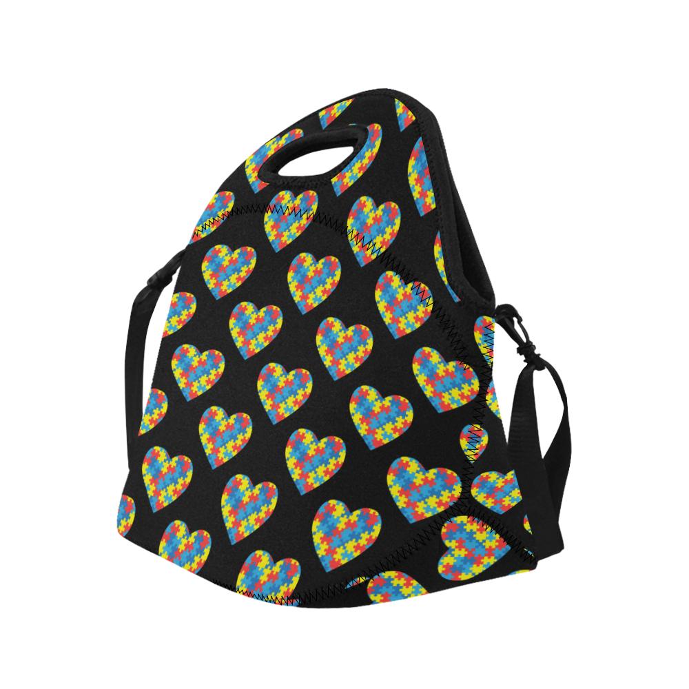 Autism Awareness Heart Design Print Neoprene Lunch Bag (Model 1669)(Large)-JTAMIGO.COM