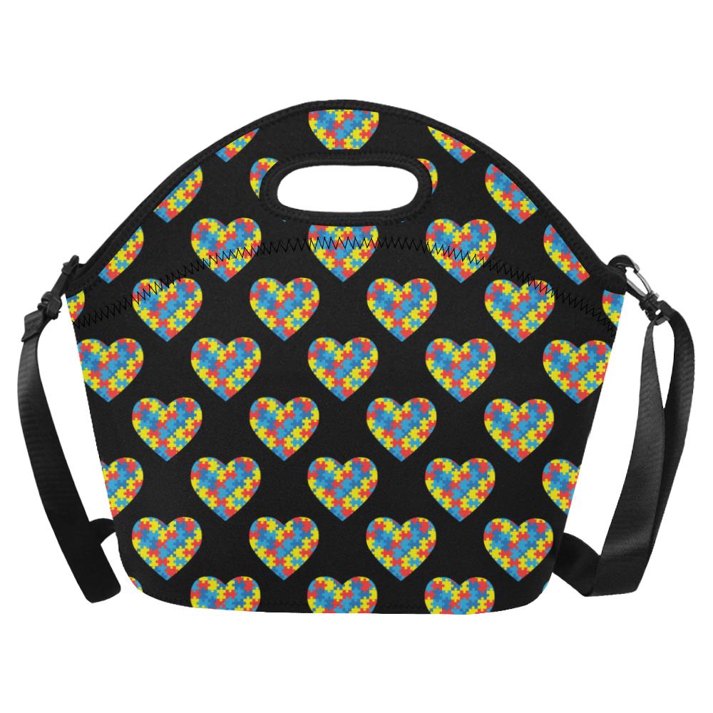 Autism Awareness Heart Design Print Neoprene Lunch Bag (Model 1669)(Large)-JTAMIGO.COM