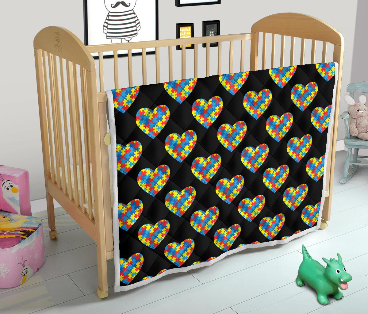 Autism Awareness Heart Design Print Premium Quilt-JTAMIGO.COM