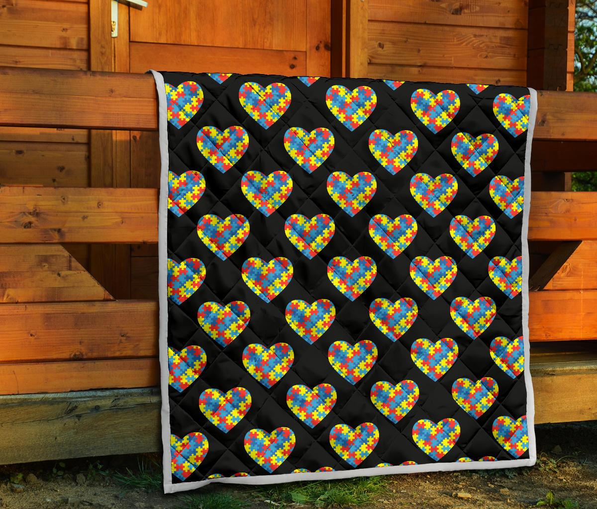 Autism Awareness Heart Design Print Premium Quilt-JTAMIGO.COM