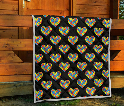 Autism Awareness Heart Design Print Premium Quilt-JTAMIGO.COM