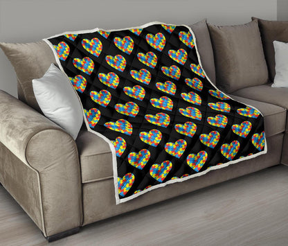 Autism Awareness Heart Design Print Premium Quilt-JTAMIGO.COM