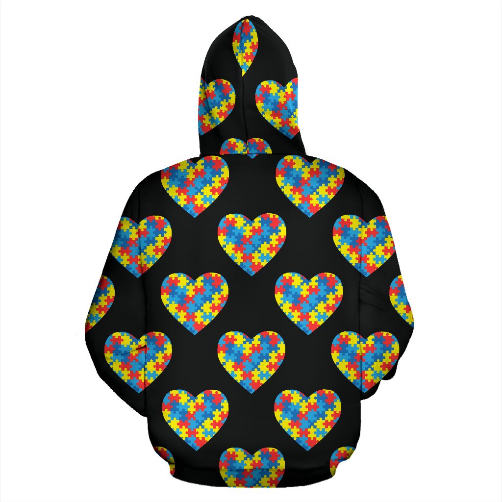 Autism Awareness Heart Design Print Pullover Hoodie