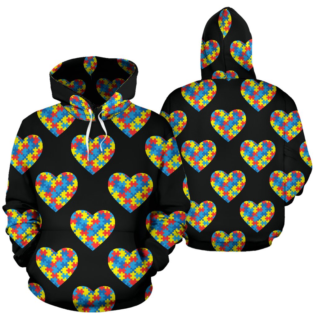 Autism Awareness Heart Design Print Pullover Hoodie