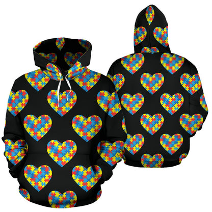 Autism Awareness Heart Design Print Pullover Hoodie
