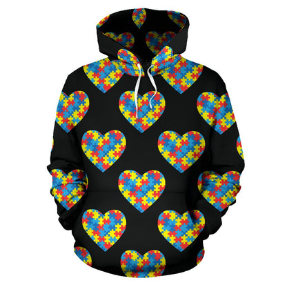 Autism Awareness Heart Design Print Pullover Hoodie