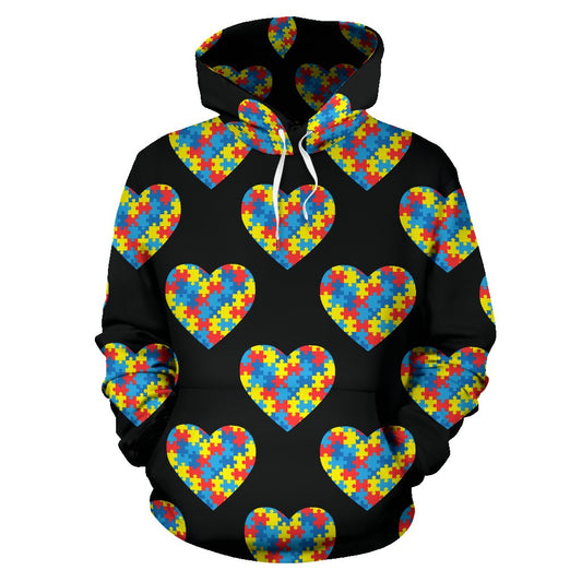 Autism Awareness Heart Design Print Pullover Hoodie