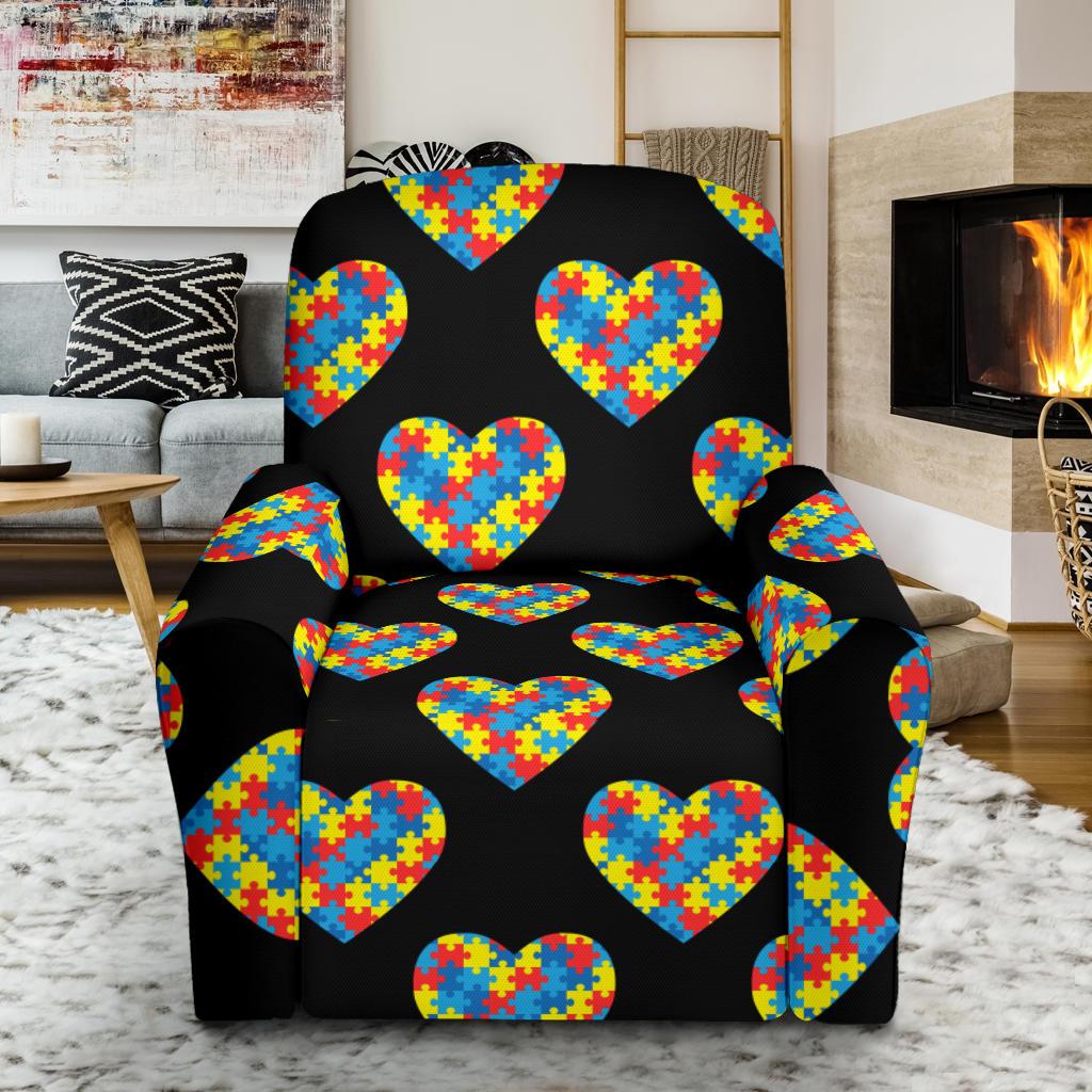 Autism Awareness Heart Design Print Single Sofa Slipcover -JTAMIGO.COM