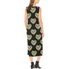 Autism Awareness Heart Design Print Sleeveless Open Fork Long Dress (Model D08)-JTAMIGO.COM