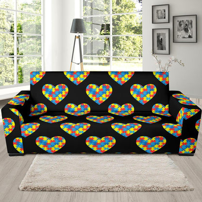 Autism Awareness Heart Design Print Sofa Slipcover-JTAMIGO.COM