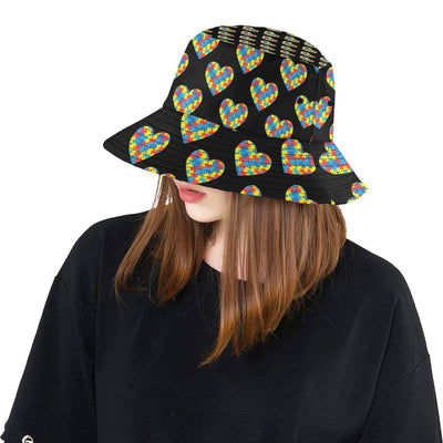 Autism Awareness Heart Design Print Unisex Bucket Hat